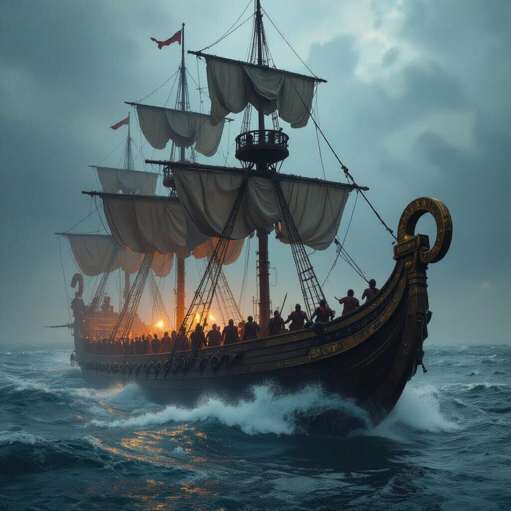 Epic Roman Galleys Clash on Stormy Seas