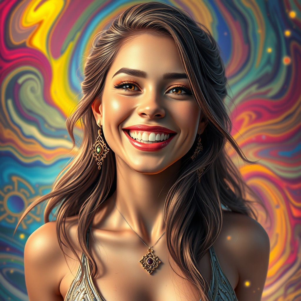 Vibrant Woman Portrait in Ethereal Art Nouveau Style