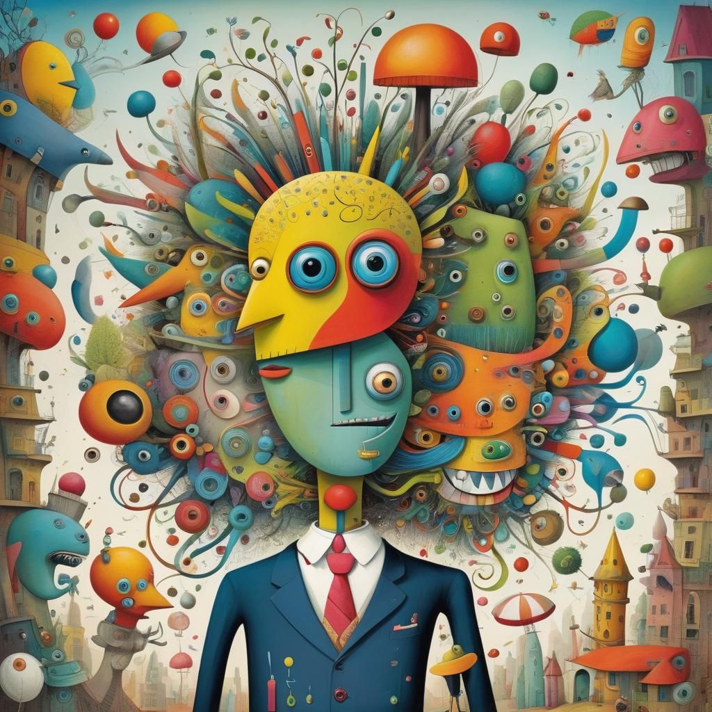 Pop Surrealism Anthropomorphic Caricature in Vibrant Colors