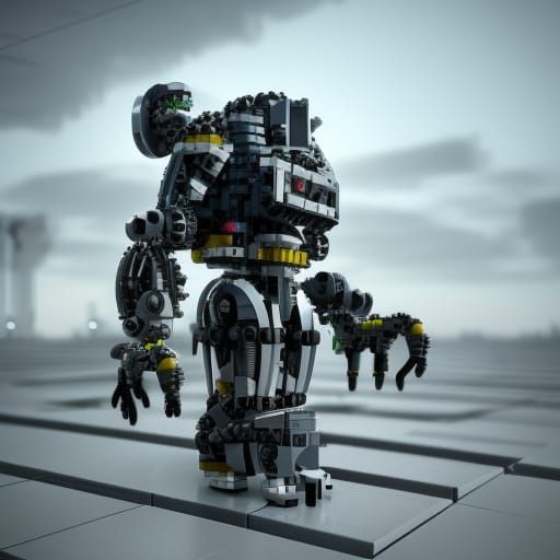 Intricate Lego Robot Mech in Sci-Fi Style
