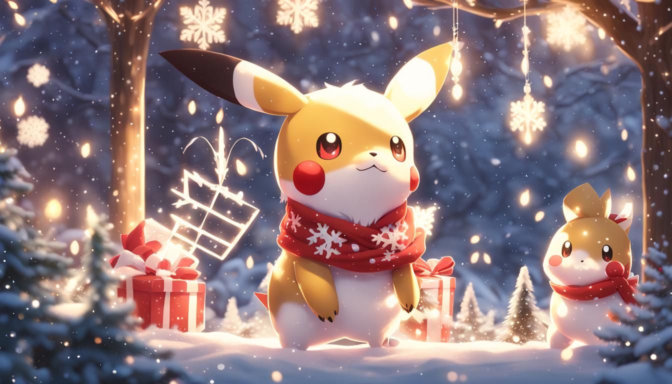 Festive Pokémon in 3D Anime Style