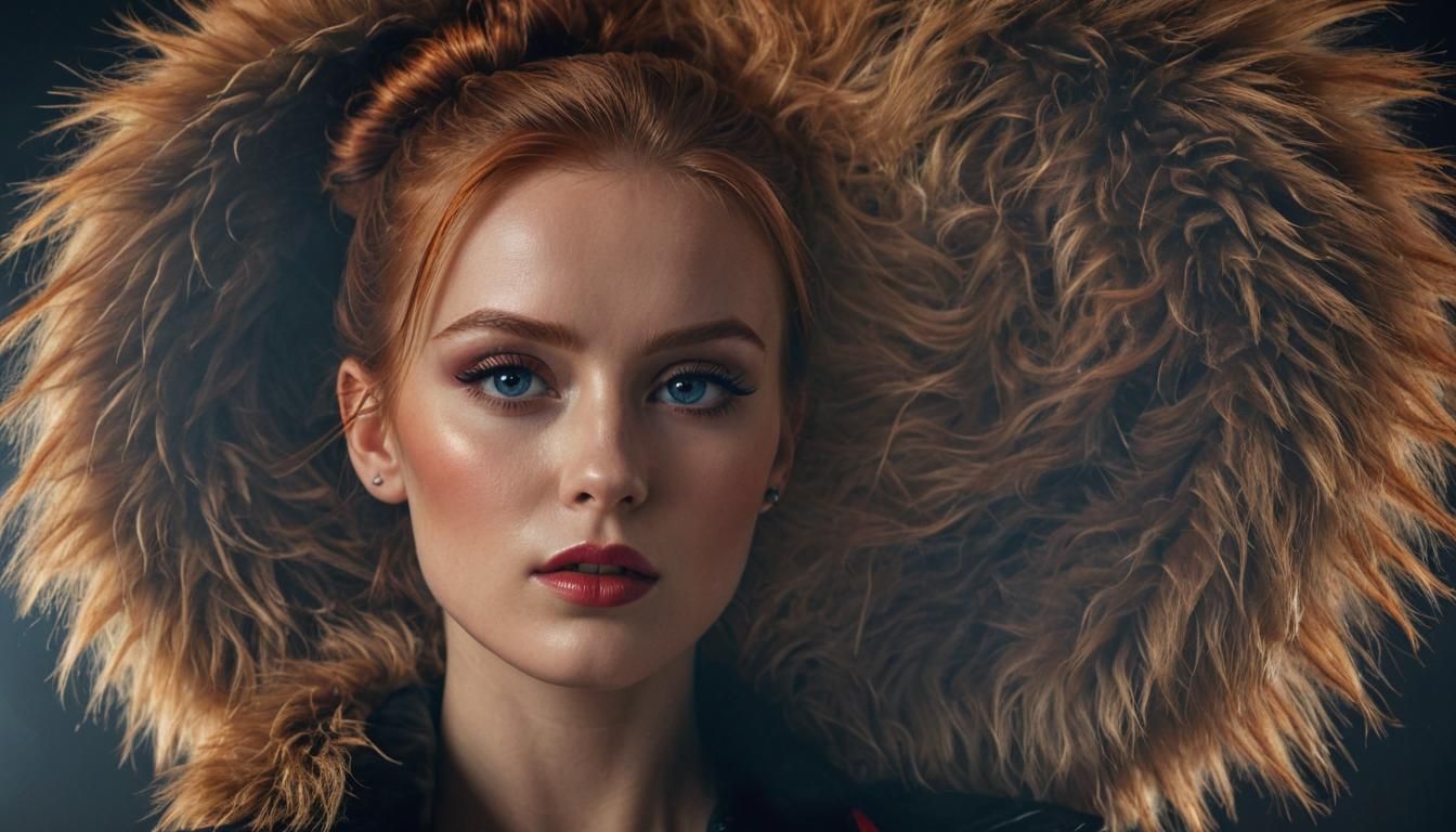 Ginger Haired Woman in Shiny Jacket, Digital Art