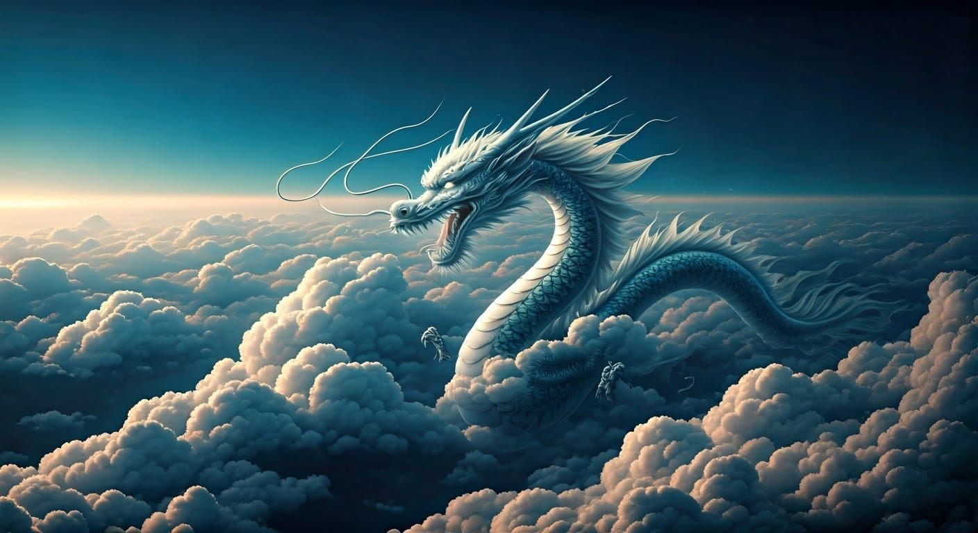 Ethereal Cloud Dragon in a Breathtaking Sky