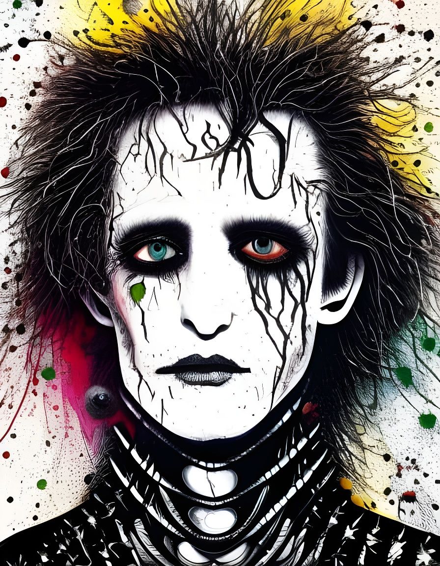 Detailed Portrait of Edward Scissorhands in Ink