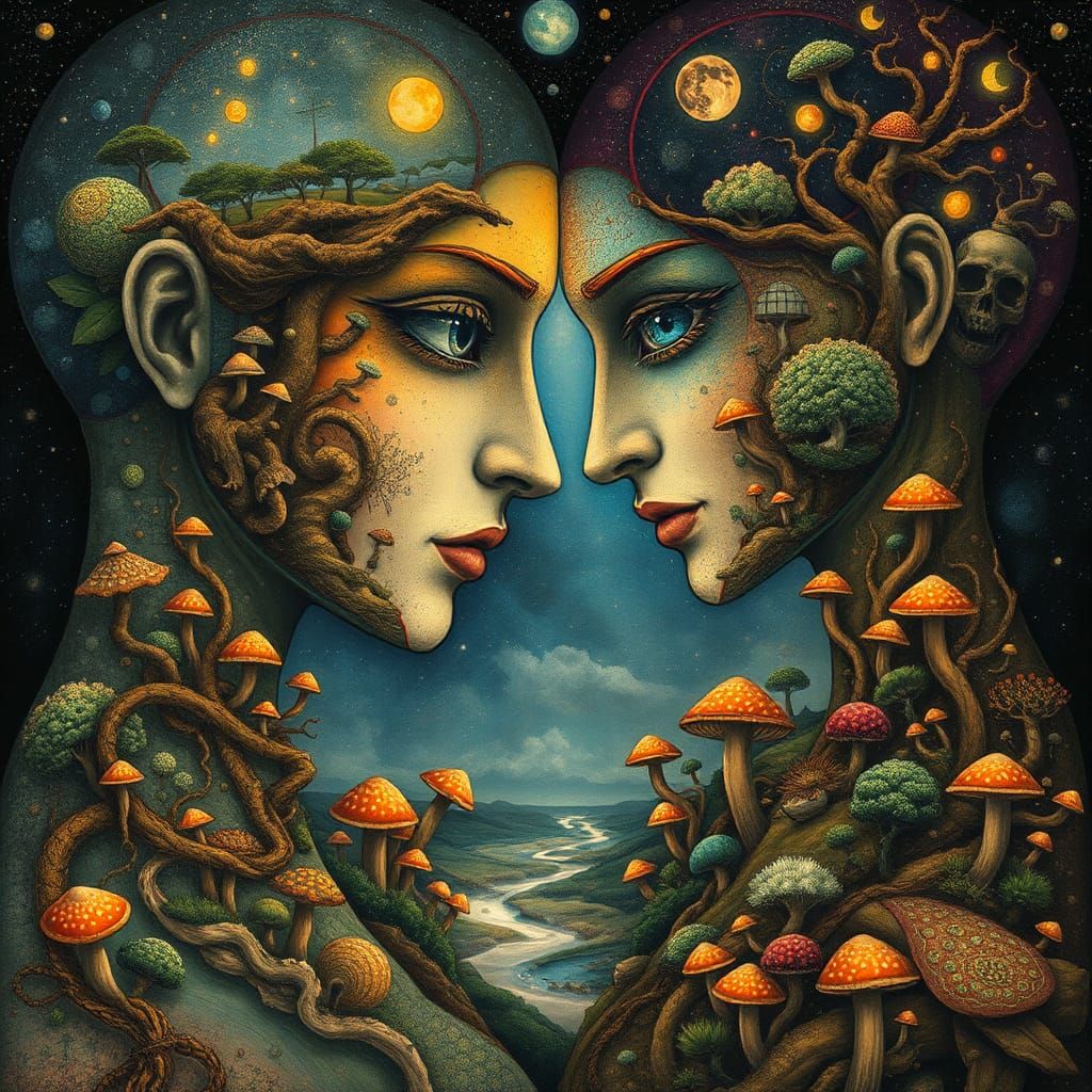 Ethereal Mindscapes: Surreal Intertwined Bodies in Mixed Med...