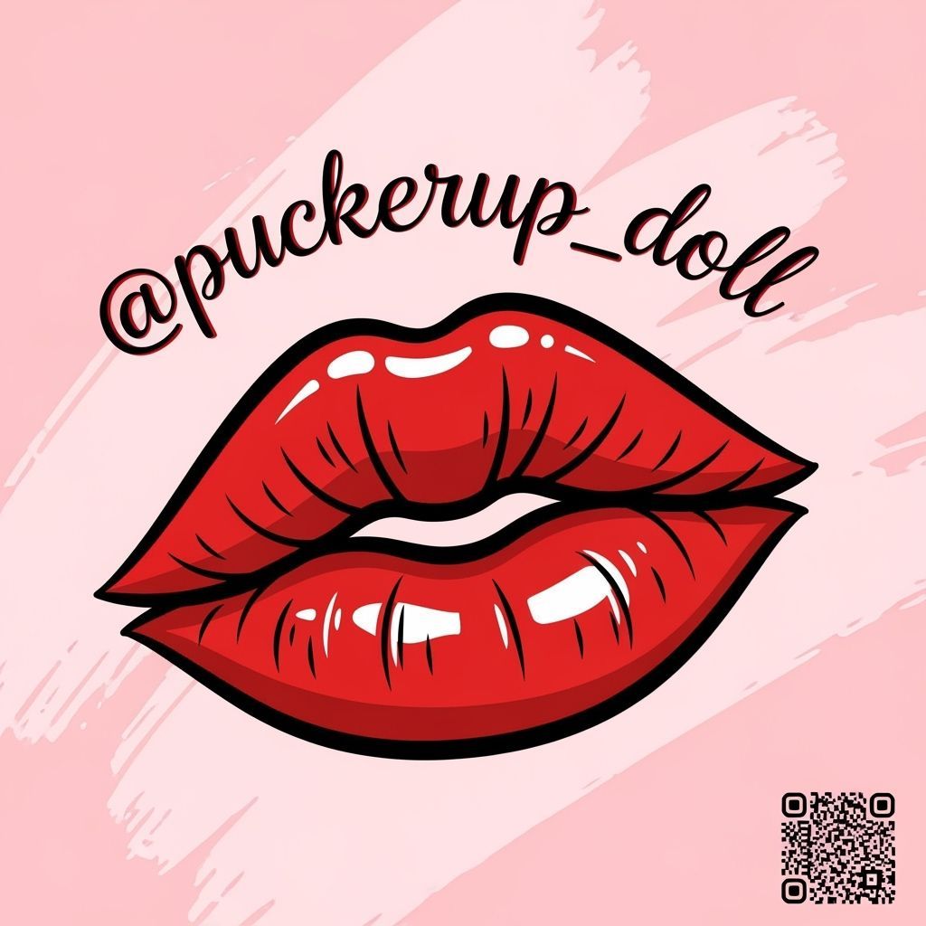 Lipstick Kiss Mark with Instagram QR Code in Pop Art Style