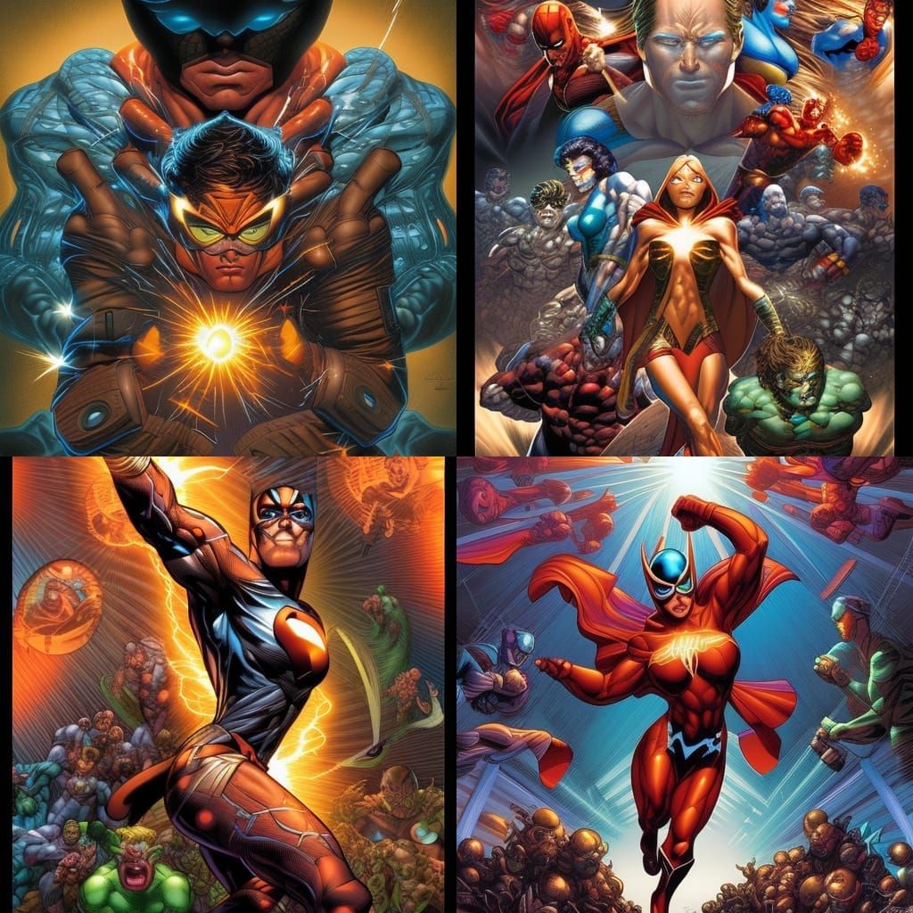 Dynamic Superhero Comic Book Art Illustration