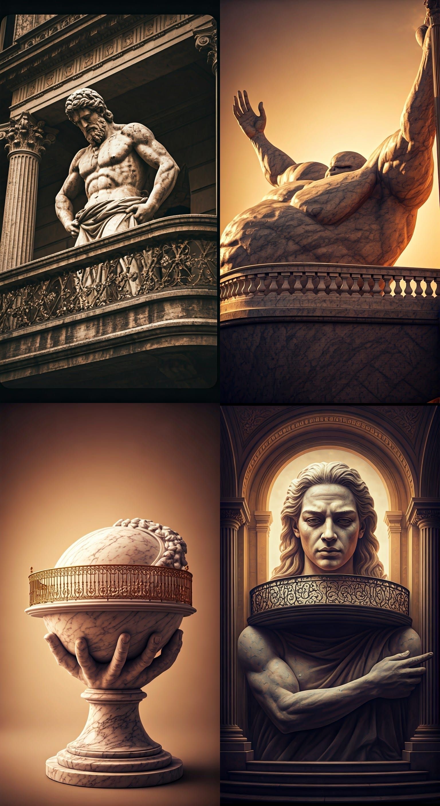 Marble Atlas Balcony in Photorealistic Cinematic Style