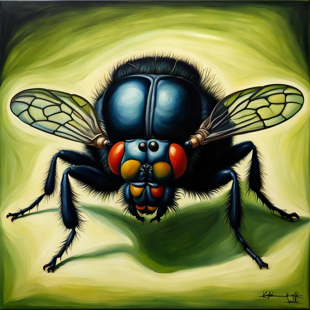 Obese Fly as Impasto Oil Painting