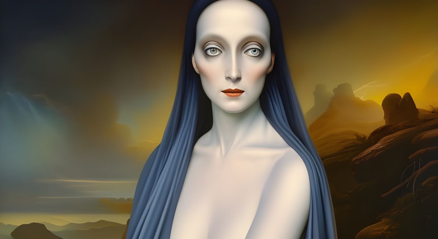Sci-Fi Gothic Portrait: Alien Nun in Waterhouse Style