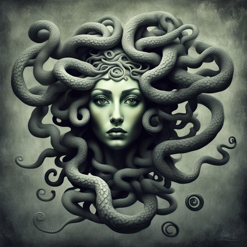 Surreal Medusa Portrait in a Fantasy Style