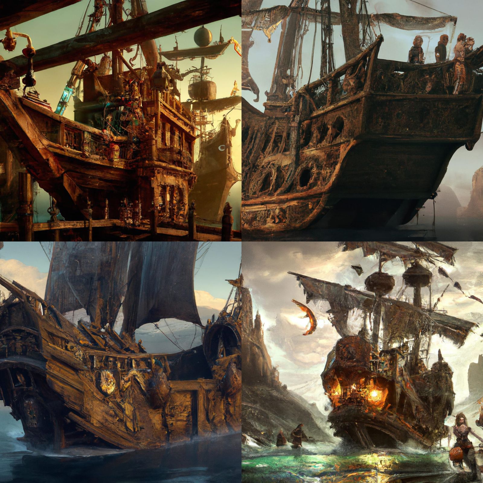 Sinister Pirate Ghost Ship in Hyper-Realistic Style