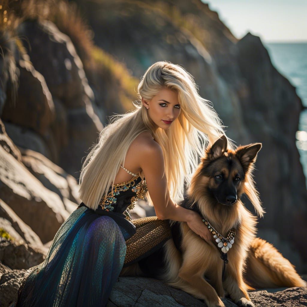 Mermaid and Dog on Sunny Coast: Professional Photo