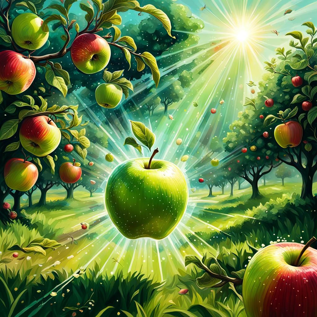 Hyperrealistic Apple Orchard in Splash Art Style