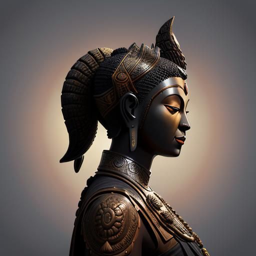 Ornate Wood Relief Panel with Buddha Silhouette