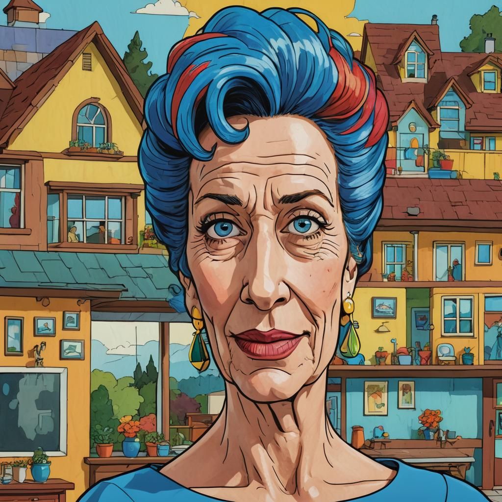 Mixed Matriarch: Cartoon Fusion in Pop Art Style