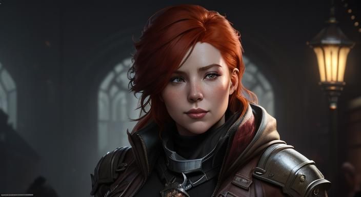 Redhead Thief Portrait in Art Nouveau Style