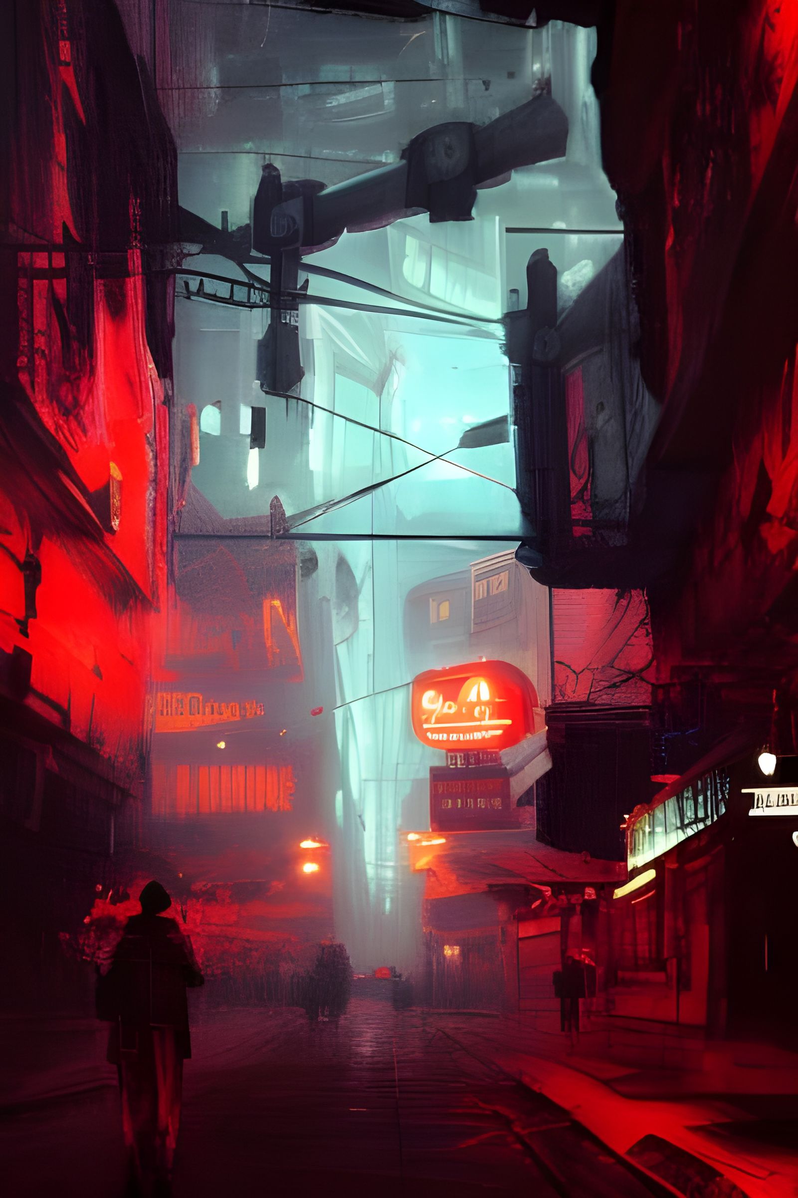 Neon Red Light Town: Dark Fantasy Concept Art