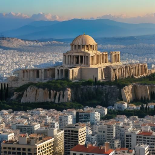 Stylized Digital Rendering of Athens
