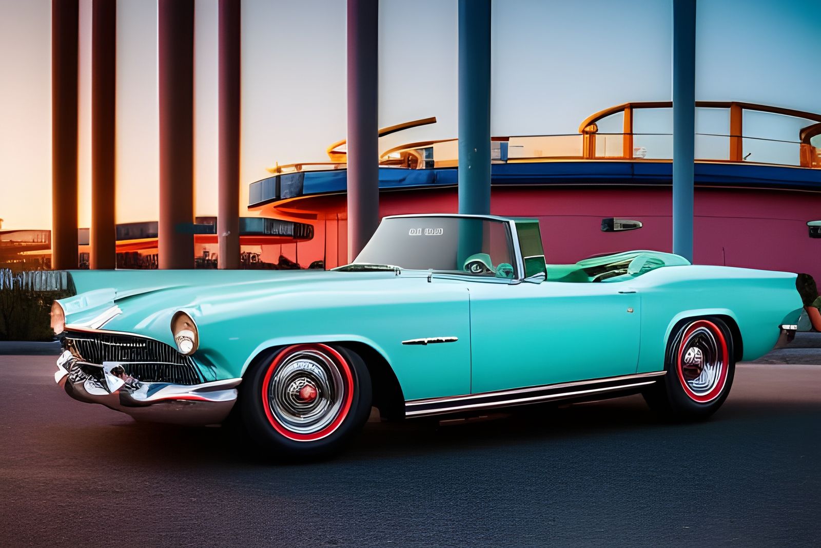 Cyberpunk Hotrod Car Photography in Neon Colors