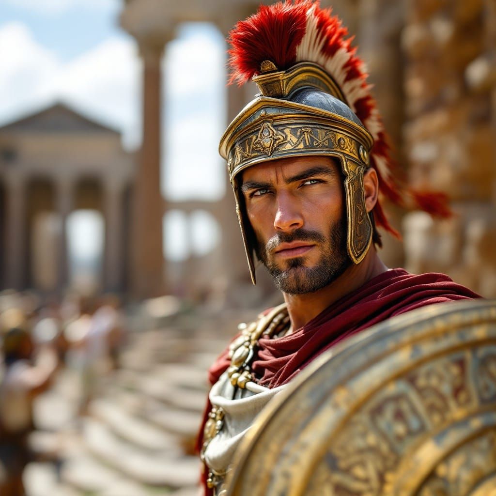 Glorious Roman Legionnaire in Ancient Pompeii