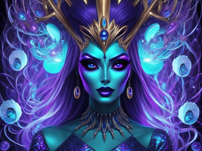 Alien Woman with Heterochromia Eyes