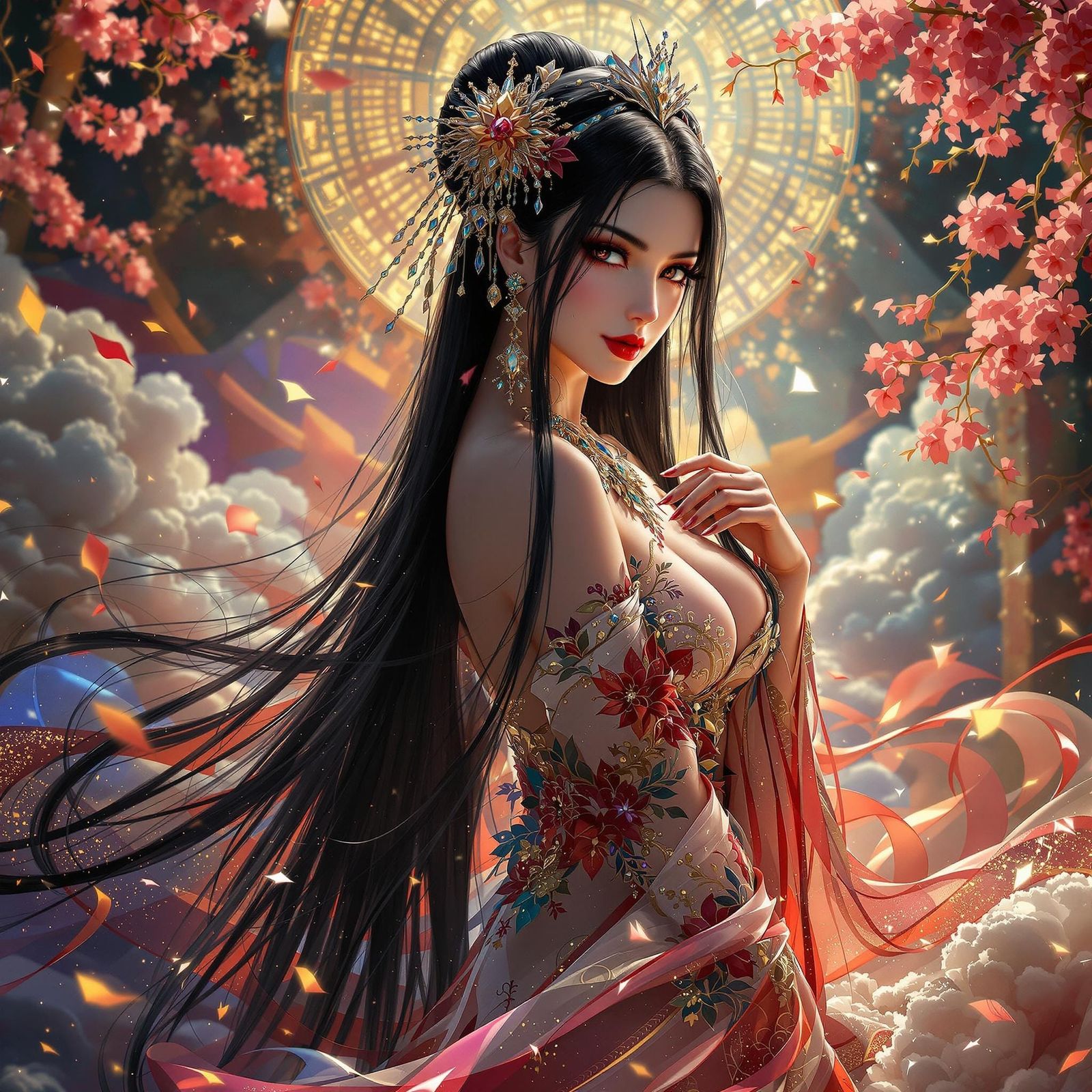 Japanese Femme Fatale in Opulent Art Nouveau Style