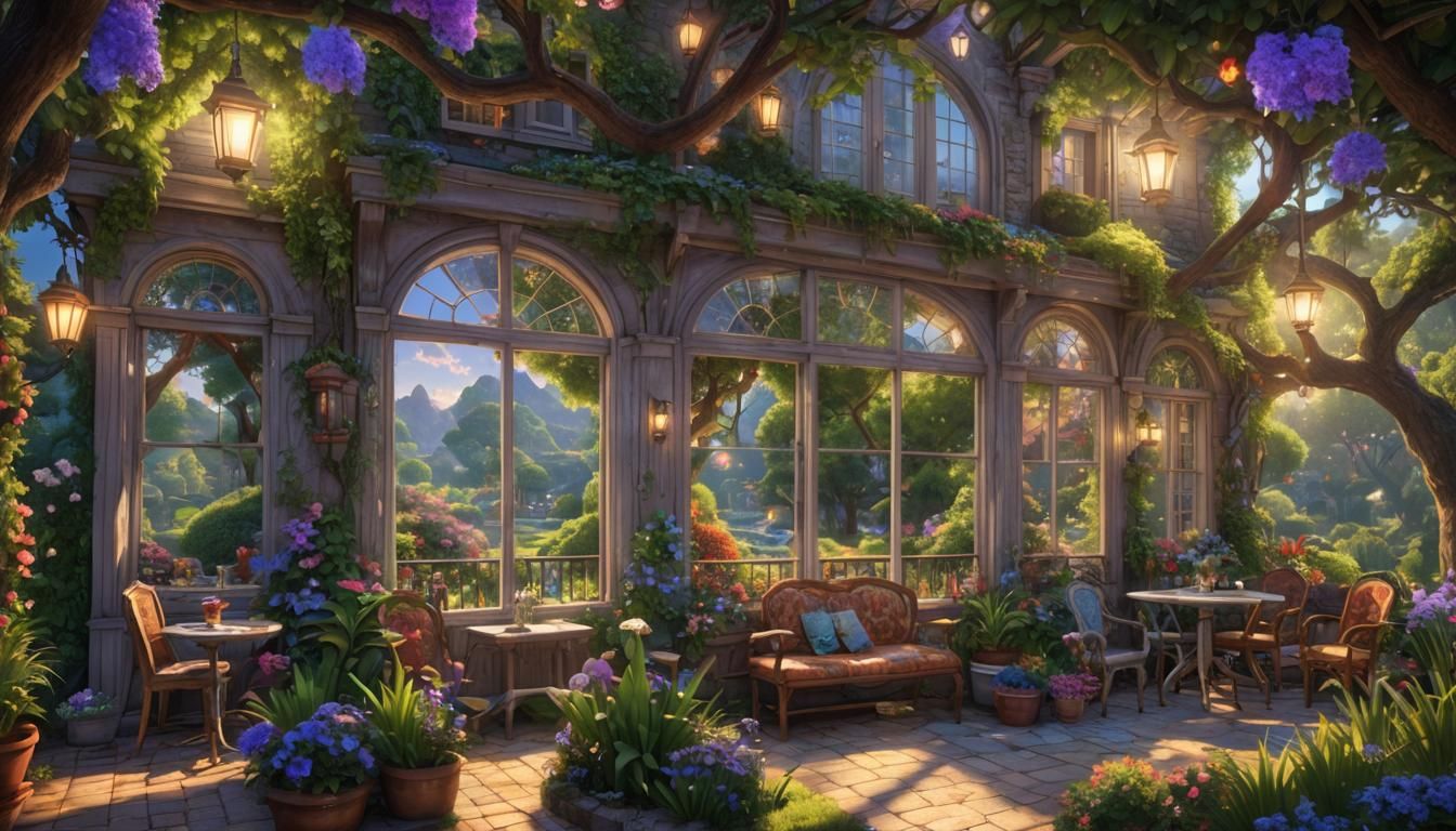 Paradise Yard with Window in Hyperrealism Style