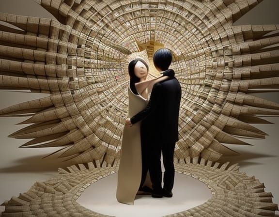 Origami Hugs: Intricate Sculptures of Human Connection