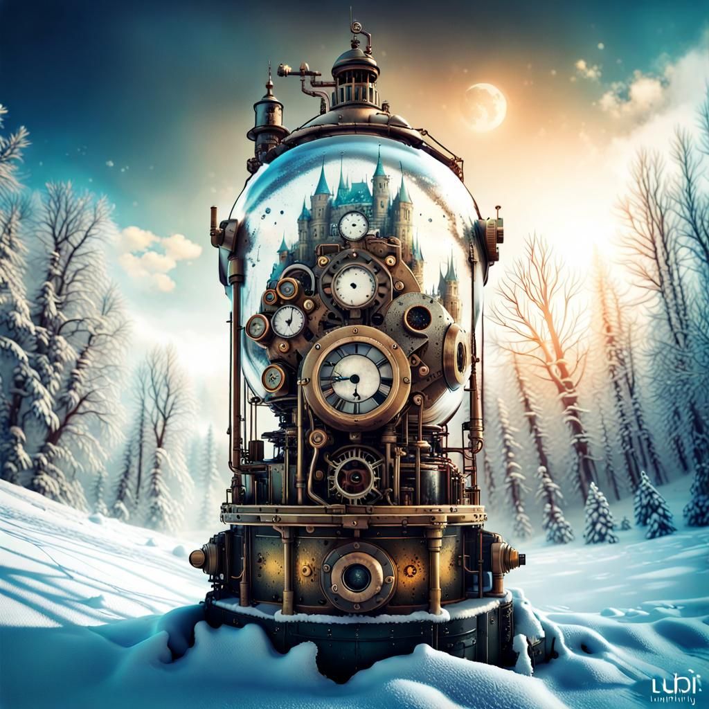 Steampunk winter clock