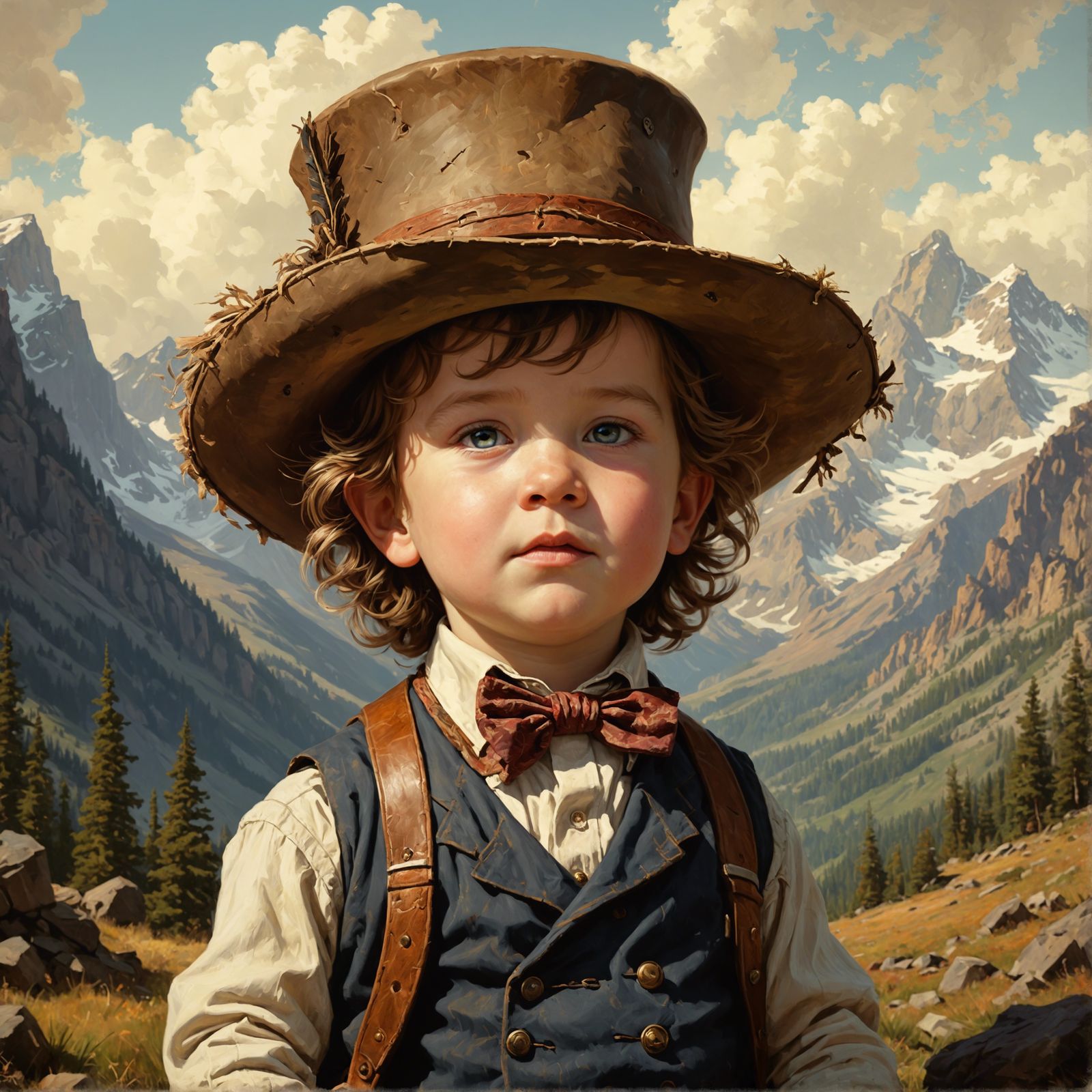 Toddler Brigham Young Portrait in Watercolor Style