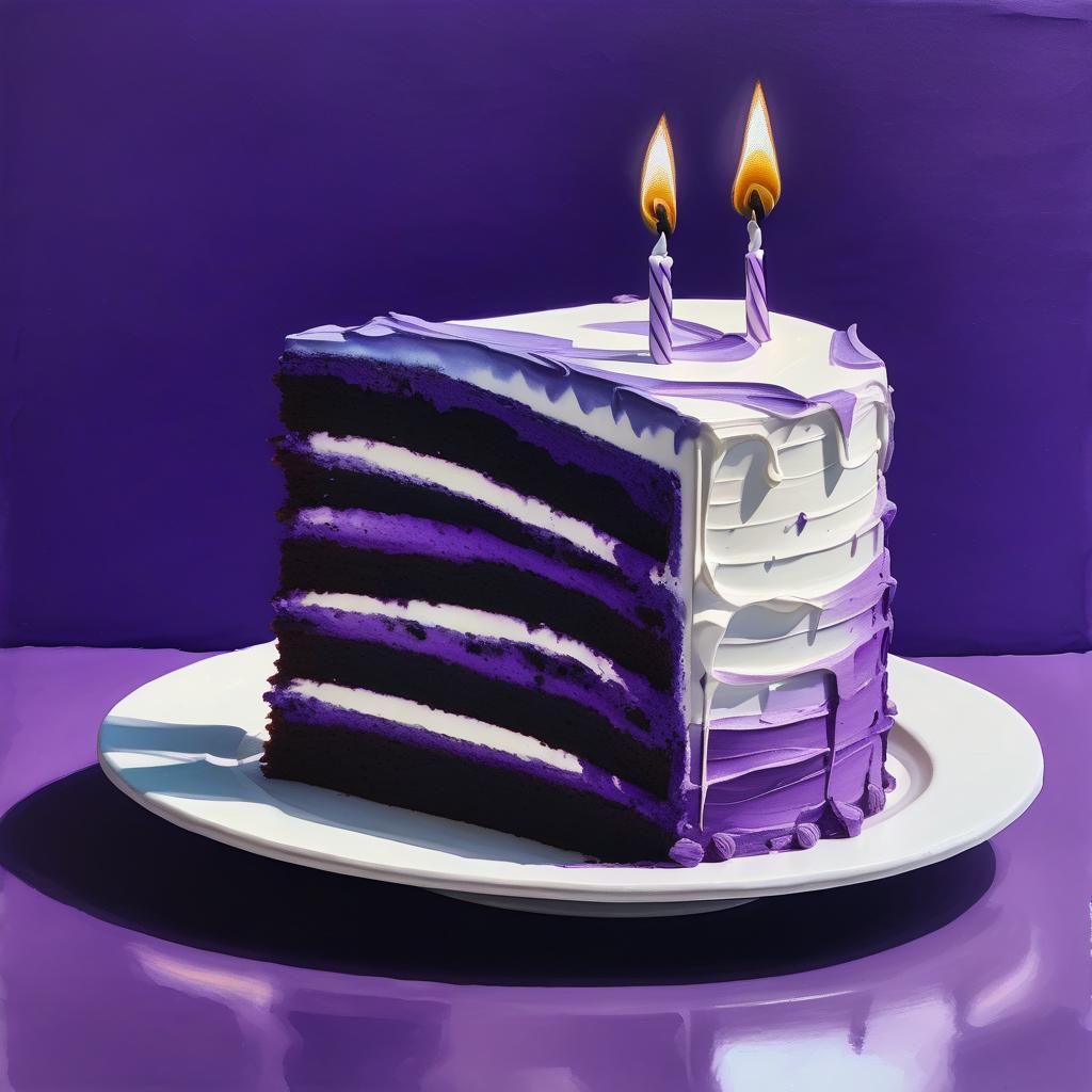 birthday cake for a female adult purple, and white, decorate...