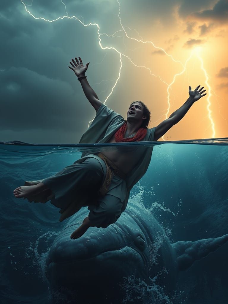 Ancient Israelite Warrior Descends into Stormy Ocean Depths
