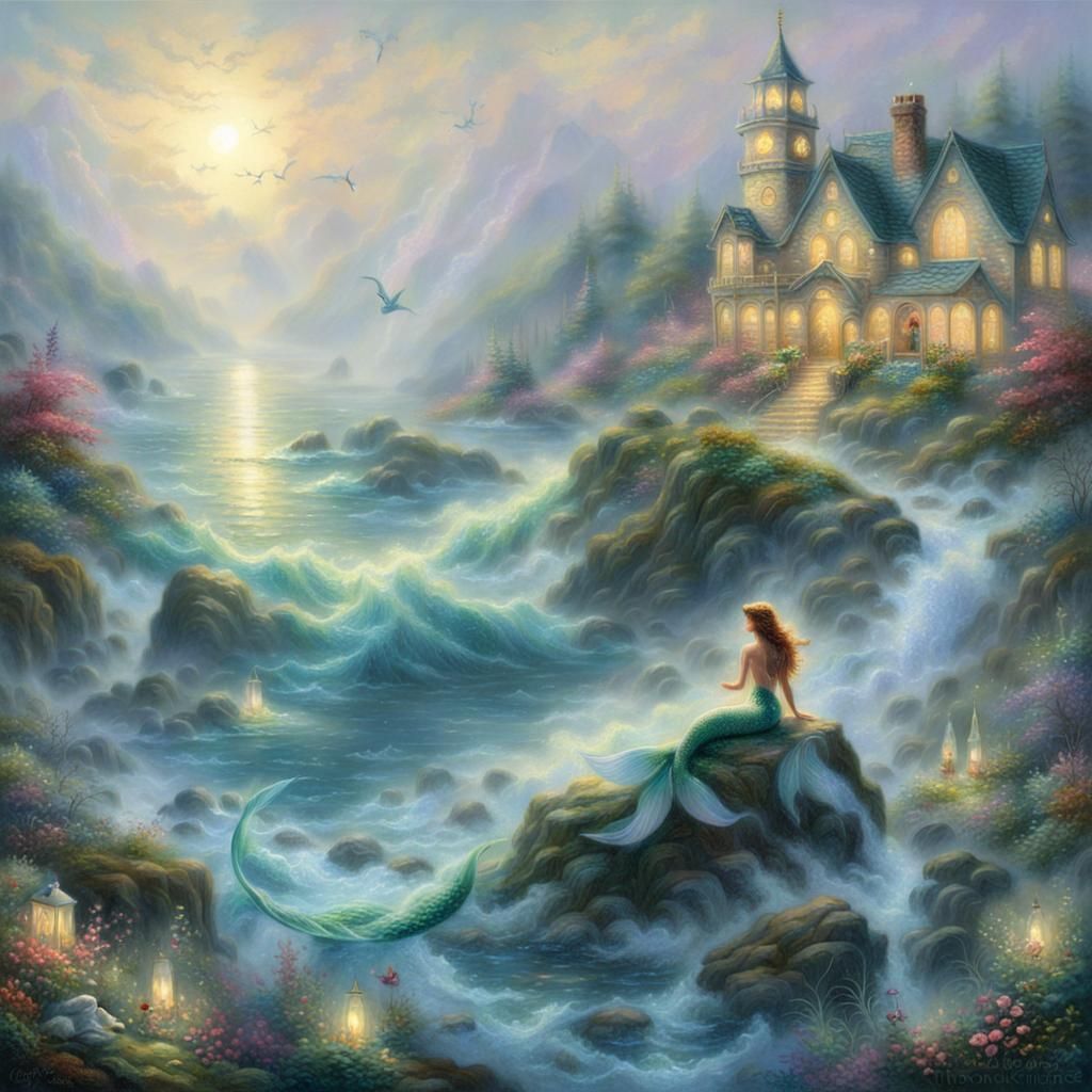 Ethereal Mermaid in Hyperdetailed Fantasy Scene