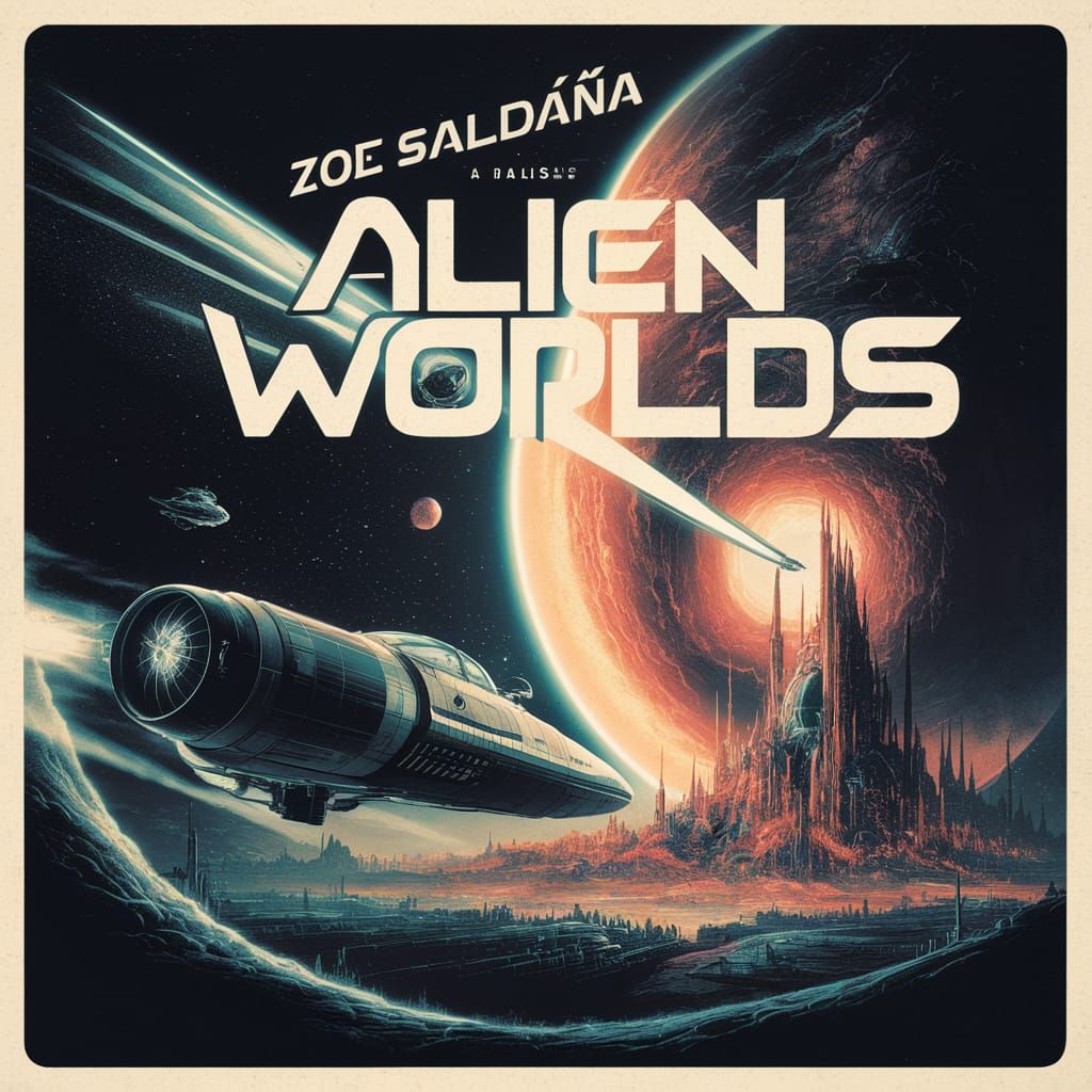 Retro Movie Poster: Alien Worlds in 1950s Sci-Fi Style