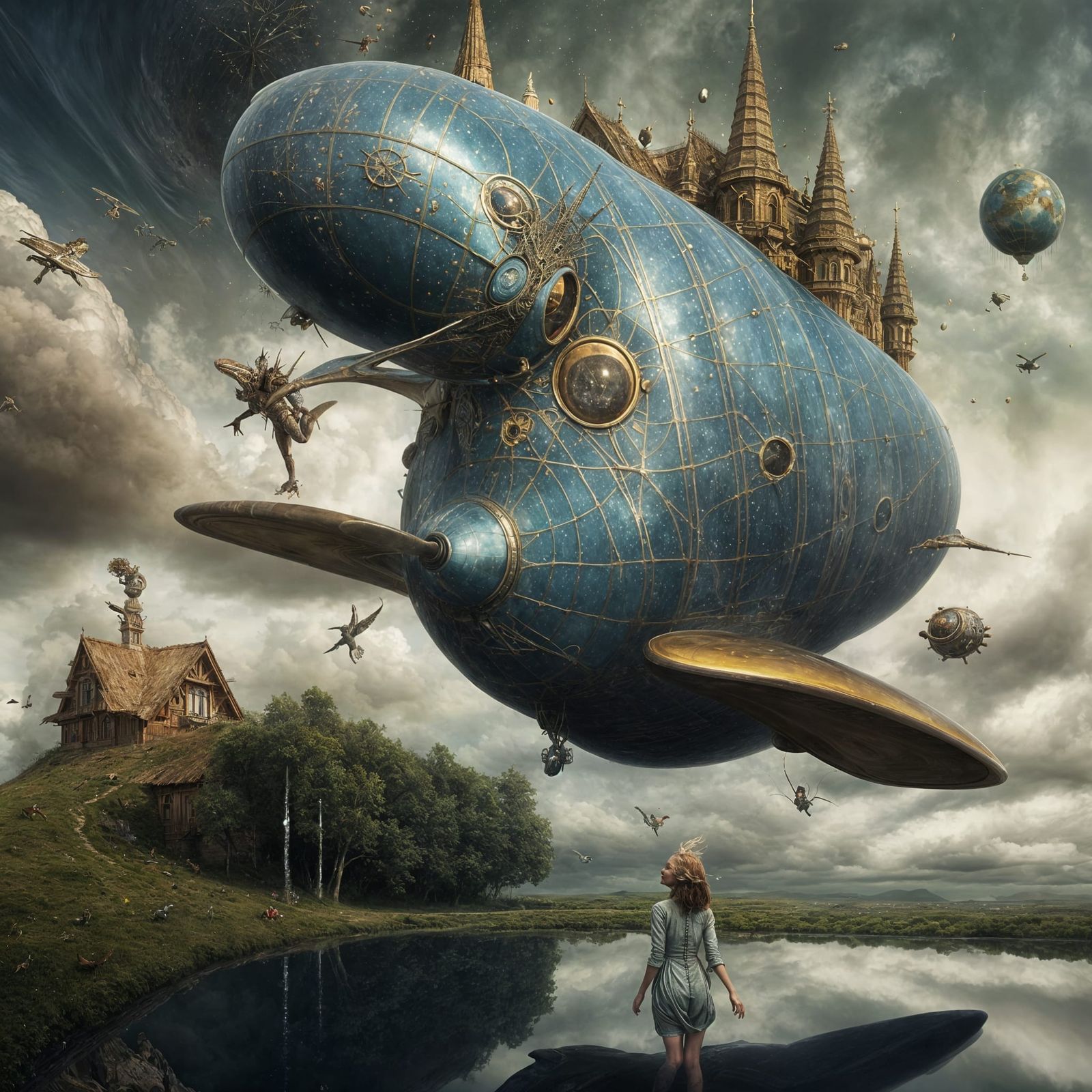 Ethereal Alien Life in Flight: Surreal Photorealistic Art