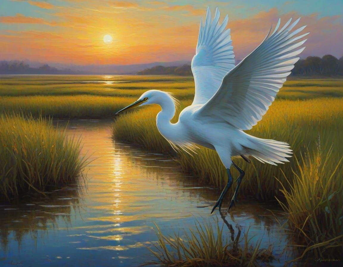 Lovely Egret on the Marsh