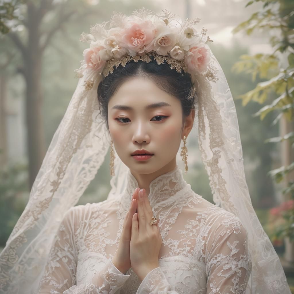 Korean Queen Doing Yoga in Baroque Fantasy Portrait