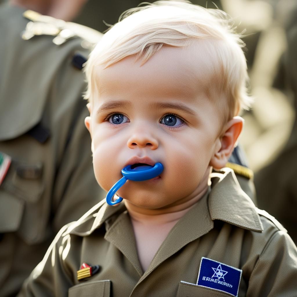 Baby in IDF Uniform with Pacifier