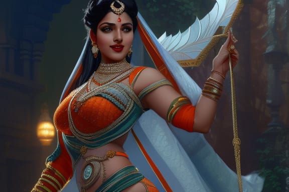 Curvy Indian Woman Portrait in Hyperrealistic Style