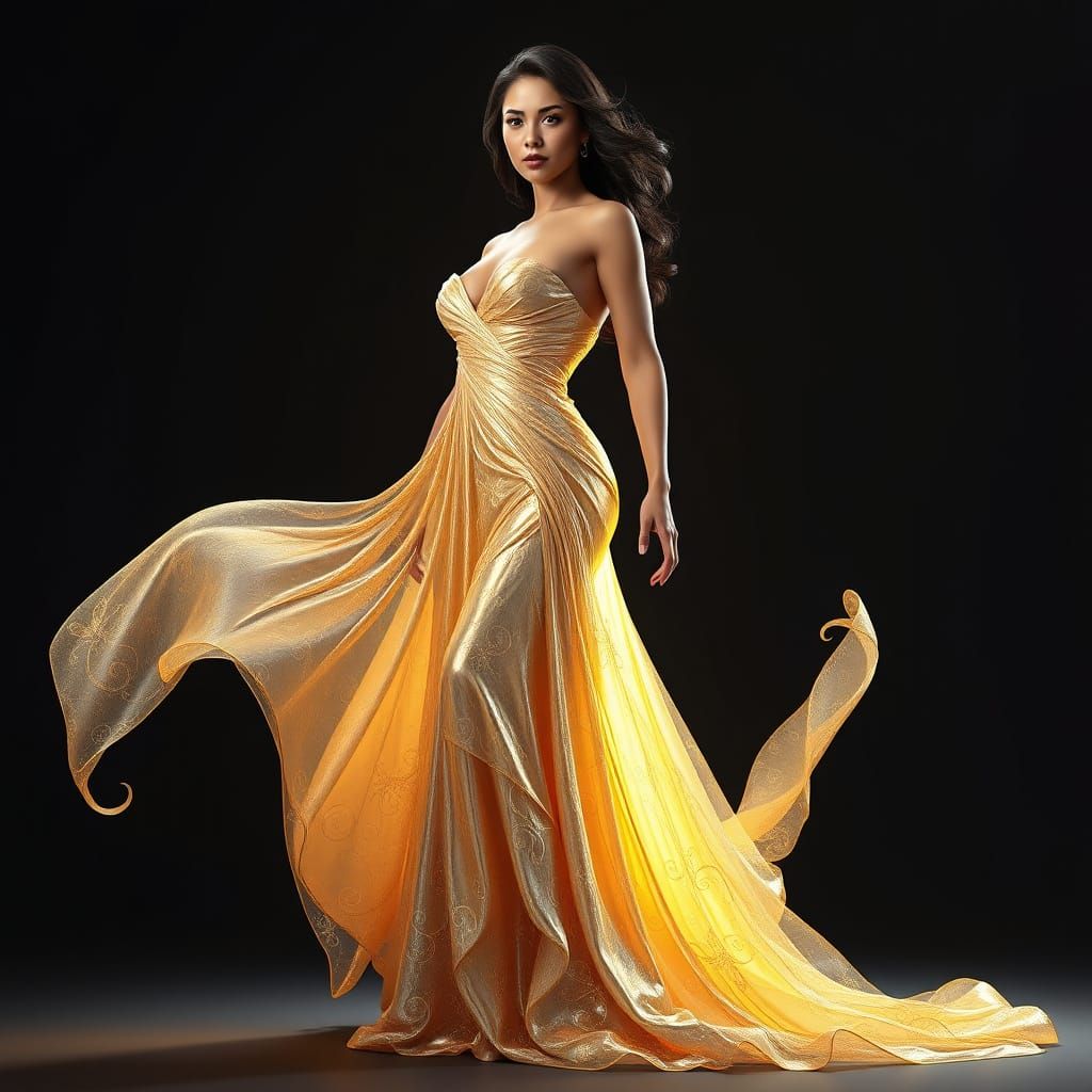 Regal Goddess in Iridescent Gown