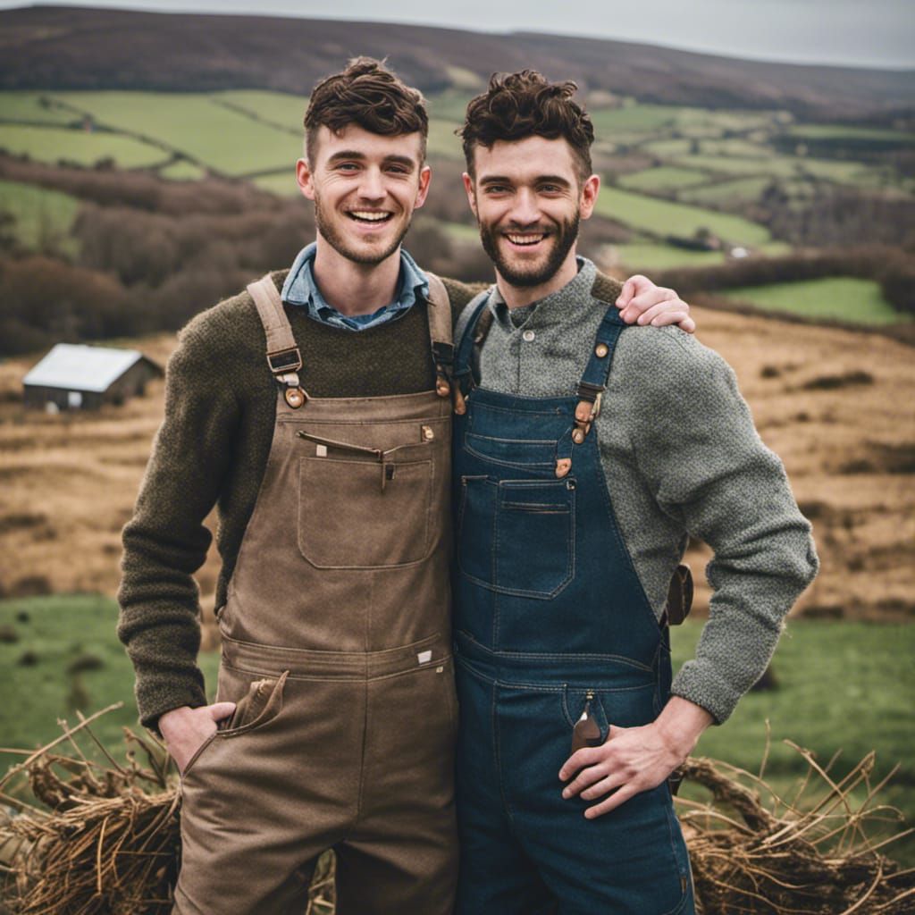 Young Farmers' Loving Embrace in Yorkshire Moors