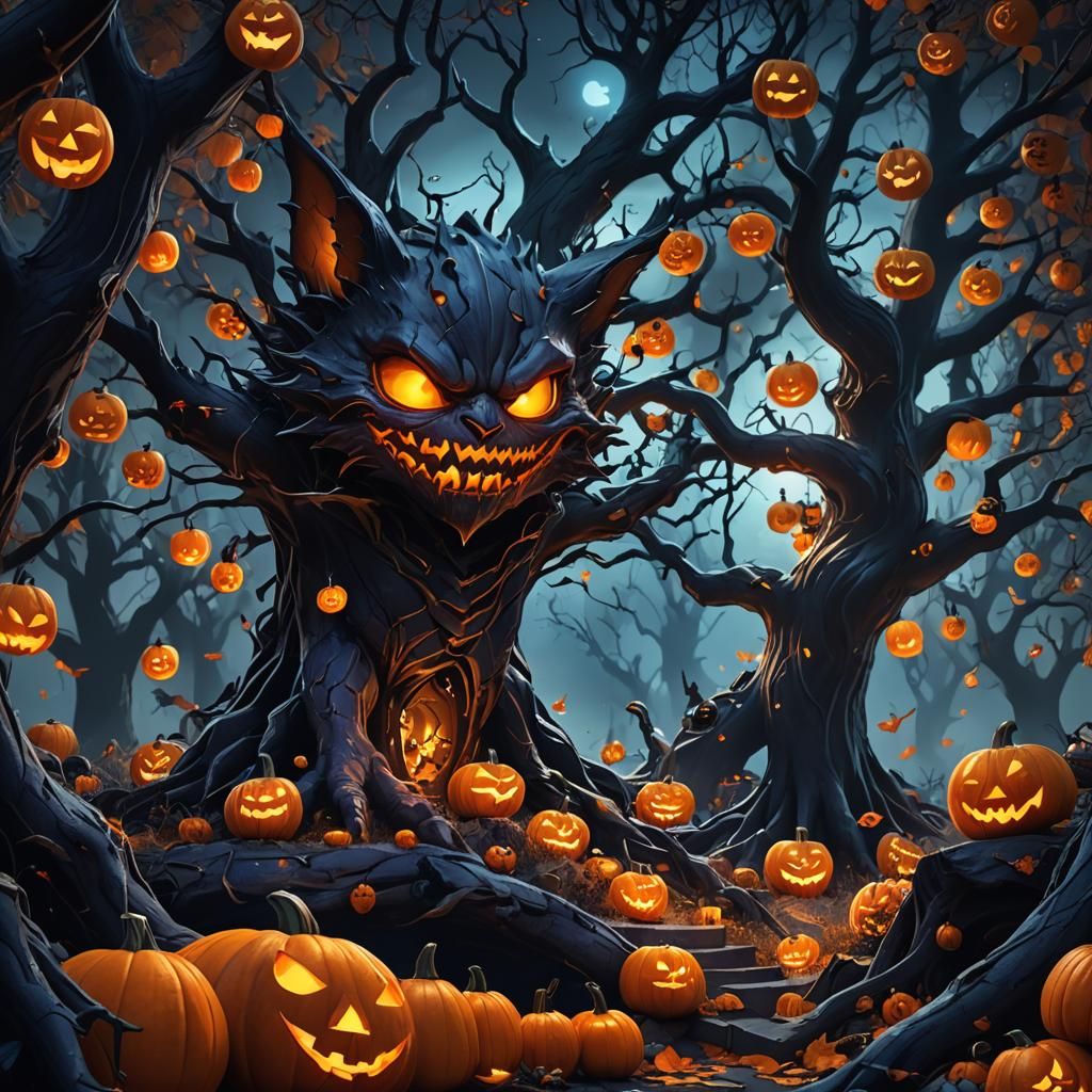 Haunter in a Spooky Halloween Forest