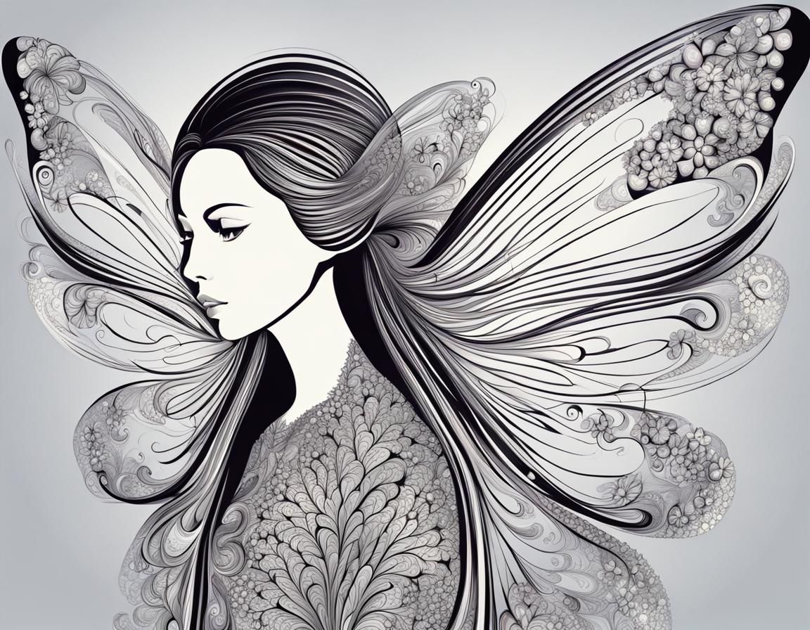 Fairy with Fractal Wings in Abstract Style