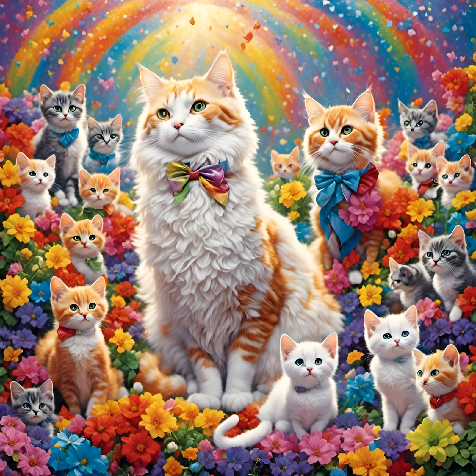 Rainbow Cats in Adorable 3D Render