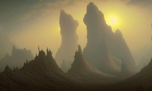 Eerie Rock Formations on Mars in Synthwave Style