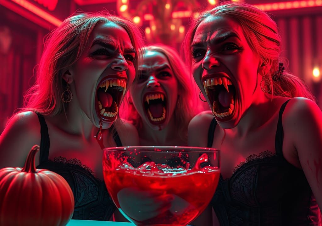 Bloodthirsty Beauties: Gothic Vampires Unleashed in Neon Shadows