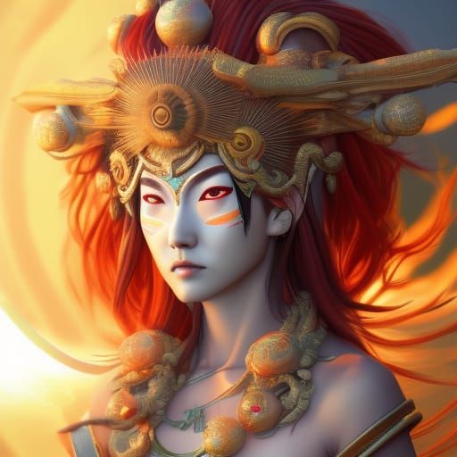 Amaterasu, Goddess of the Sun: 8k Concept Art Portrait