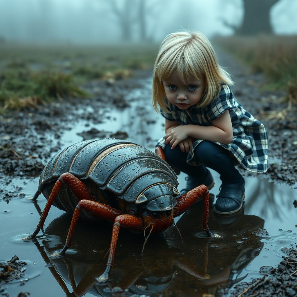 Gigantic Mole Cricket Meets Wide-Eyed Wonder