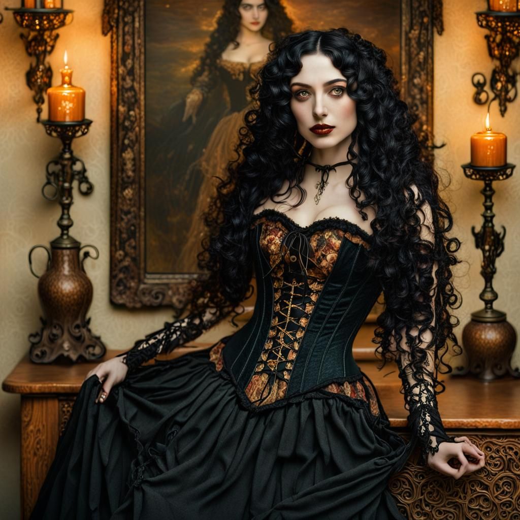 lifelike beautiful 20 year old Autumn Witch Goddess with per...